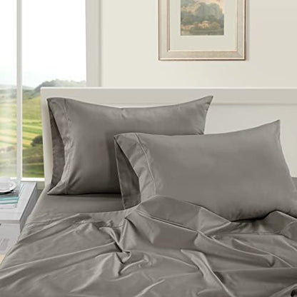 LANE LINEN 100% Egyptian Cotton King Size Deep Pocket Sheet Sets, Soft & Comfy No Pill Fade Resistant Natural Cooling Mercerized Cotton King Size Sheets Set 16" Deep Pocket - Slate Smoke