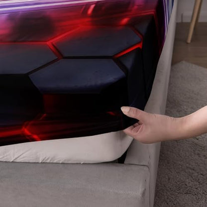 HOSIMA Kids Boys Race Car Twin Fitted Sheet,1 Fitted Sheet+2 Pillowcases.