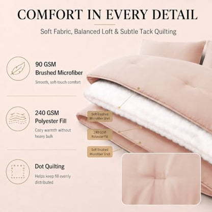 CozyLux Full Size Comforter Set Blush Pink, 7 Pieces Bed in a Bag
