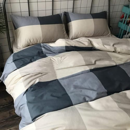 Twin XL Comforter Set Modern Style Plaid Comforter Set Men Boys Geometric Checkered Plaid Printed Bedding Comforter Soft Fluffy Bedding Set for All Seasons Checkered Pattern Comforter Twin XL Size
