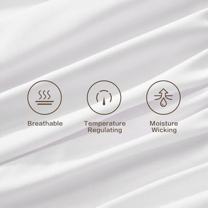 Andency White Full Sheets Set 100% Viscose Derived from Bamboo