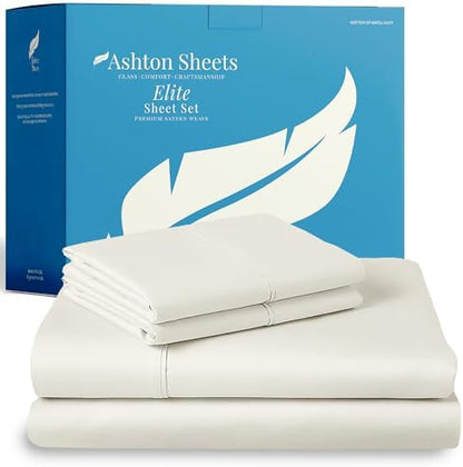 100% Egyptian Cotton Sheet Twin XL Size - 800 Series Elite Collection Egyptian Cotton Twin XL Size Bed Sheets Set (3 PC, Ivory), Soft, Cooling, 16" Deep Pocket Luxury Hotel Bedsheet