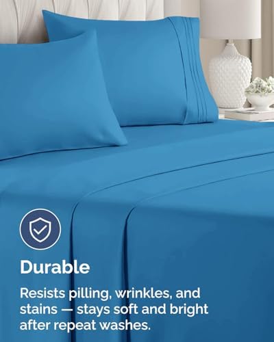 King Standard Pillow Cases Set of 10 - Soft Pillowcase Covers - Denim Blue