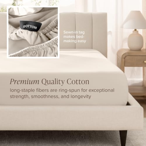 Bare Home 100% Organic Cotton Sateen Sheet Set (Twin, French Beige)