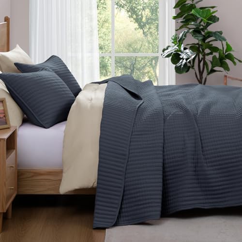 Oversized King Quilt-Blue Grey Lightweight Bedspreads Quilt Bedding Set