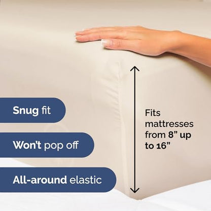 Queen Size 4 Piece Sheet Set - Ultra Soft & Cooling Bed Sheets - Cream Pink