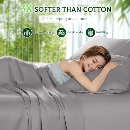 SONORO KATE 100% Viscose Derived from Bamboo_Sheets, Extra Deep Pocket,4PC