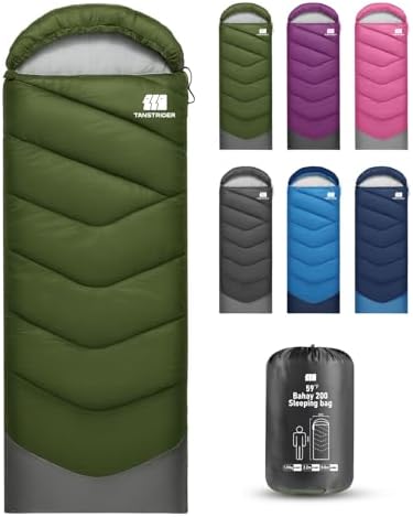 Sleeping Bags for Adults Teens, 4 Season Camping Sleeping Bag Waterproof,Machine Washable Backpacking Gear for Cool Weather,Outdoor Tent Hiking Hunting,with Compression Sack,86.6x31.5
