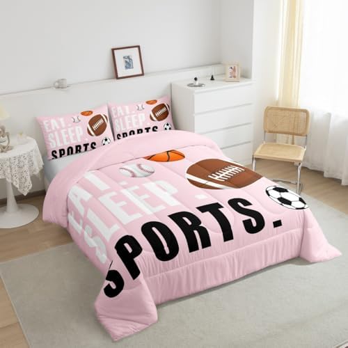 Feelyou Football Comforter Set Queen Size for Kids Boys Girls