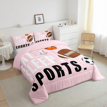 Feelyou Football Comforter Set Queen Size for Kids Boys Girls