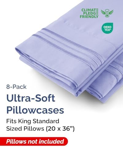 King Standard Pillow Cases Set of 10 - Soft Pillowcase Covers - Lavender