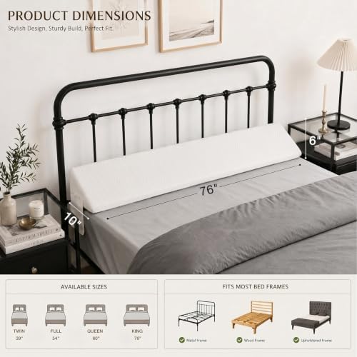 King Size Bed Wedge Pillow for Headboard Bed Gap Filler White
