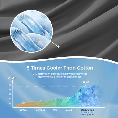 Cozy Bliss Cooling Comforter Queen Size x Sorona® Viscose Natural Fiber, Reversible Silky Smooth Cooling Blanket with Q-Max＞0.45 for Hot Sleepers & Night Sweats, Charcoal Grey, 90"x90"