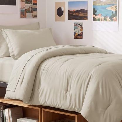 CozyLux Twin XL Comforter Beige, 5 Pieces Bed in a Bag