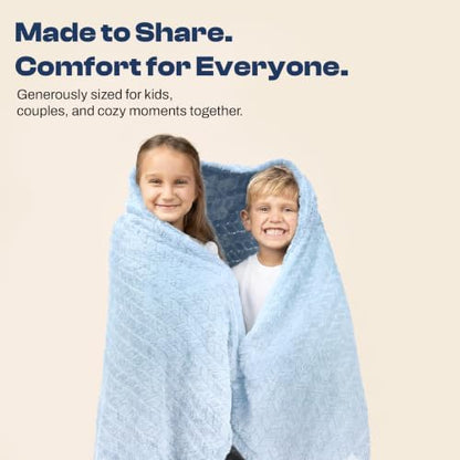 EverSnug Travel Blanket & Pillow 68x42 - Premium Ultra-Soft Microfleece 2 in 1 Compact & Packable Flight Blanket with Soft Bag Pillowcase, Hand Luggage Sleeve and Backpack Clip (Ice Blue)