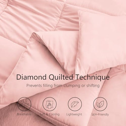 TEXARTIST Queen Comforter, All Season Down Alternative Pink Duvet Insert