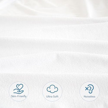 Short King Terry Mattress Protector Waterproof for 72''×75'' up to 14''