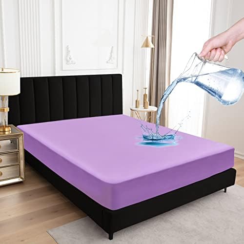 Sufdari Twin XL Mattress Protector,Waterproof Mattress Protector,Fitted Sheet Style Mattress Cover with 18" Deep Pocket,Washable and Comfortable-Purple,Twin XL