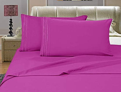 Elegant Comfort Luxurious Bed Sheets Set on Amazon 1500 Premier Wrinkle,Fade and Stain Resistant 4-Piece Bed Sheet Set, Deep Pocket, Full Hot Pink