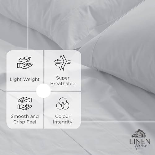 Linen Home 100% Cotton Percale Fitted Sheet only, Full Size, Dove Grey