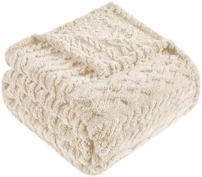 Beige Throw Blanket - Soft & Fluffy Fleece, Cute & Aesthetic, Perfect for Sofa, Couch, Chair, Bed, Living Room & Bedroom, All-Season Use, Plush & Cozy Decorative Blanket 50x60
