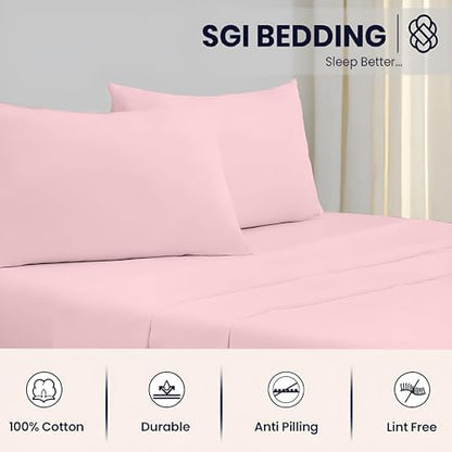 SGI bedding 100% Egyptian Cotton Sheets King Size – Cooling Sheets, Soft Breathable Pink Bedding, Luxury Bedding, Luxury Hotel Sheet Set, Deep Pocket 15", 4 Piece Set
