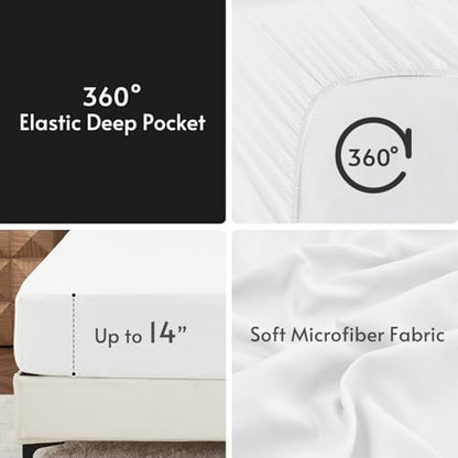 MUXHOMO 7 Pieces Oversized Queen Comforter Set, Reversible Bed in a Bag Oversized Queen Size, All Season Bedding Set with Comforter, Flat Sheet, Fitted Sheet, Pillowcases & Shams, Black & White