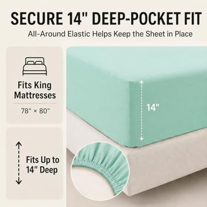 CozyLux King Size Comforter Set Mint Green - 7 Pieces Bed in a Bag