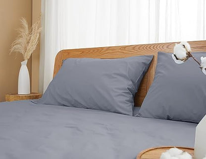 Pillow Cases 100% Cotton Percale King Size Set of 4, Dark Gray