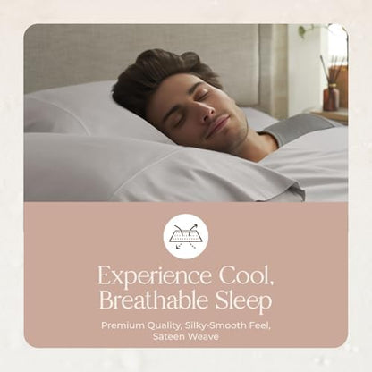 100% Organic Cotton Pillow Cases King Size Set of 2-100% Cotton Pillowcases GOTS Certified 300 Thread Count - Naturally Cooling Comfortable Breathable & Soft Pillow Cases (Classic Grey, King)