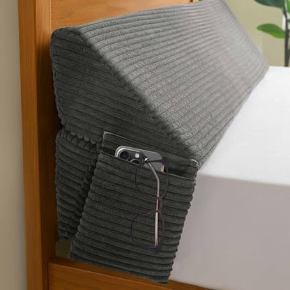 HIGOGOGO Twin Size Wedge Pillow for Headboard Gap - Multi Functional Mattress Wedge Bed Gap Filler Close The Gap (0-7") Between Your Mattress and Headboard or Wall (Grey 39"x11"x9")