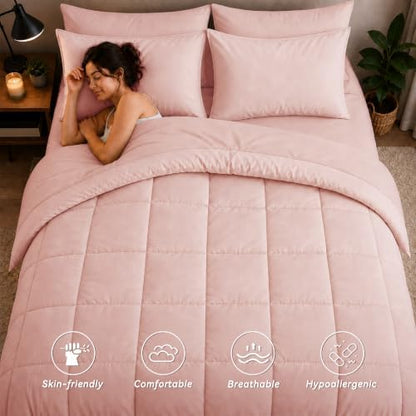 Anluoer Full Size Comforter Sets, 7 Piece Bed in a Bag Full Bedding Sets