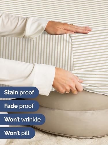 CGK Linens Extra Deep Twin Fitted Sheet - Fitted Sheet Only - Beige Stripes