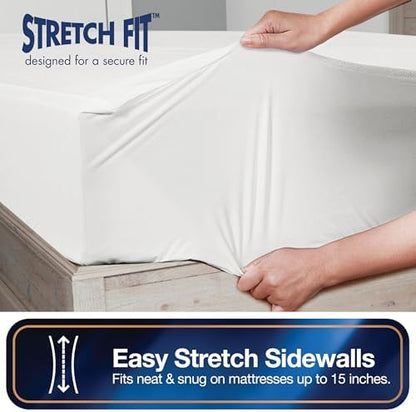 All-in-One Mattress Protector, Zippered Encasement, Water & Stain Resistant, Triple Seal Protection, California King, White