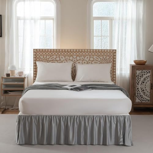 Bed Skirt Queen Size Ruffled Bed Skirt with Split Corners, 18 Inch Drop