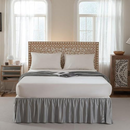 Bed Skirt Queen Size Ruffled Bed Skirt with Split Corners, 18 Inch Drop