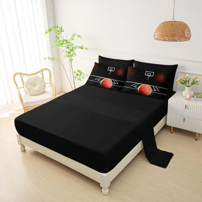 QOOMO Basketball 7 Pieces Comforter Set Full,3D Sports Bedding Set for Kids