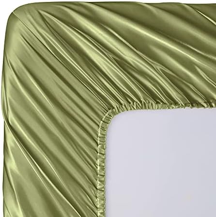 SiinvdaBZX 4Pcs Satin Sheet Set Full Size 15-Inch Deep Pocket, Sage Green