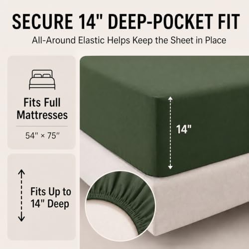 CozyLux Full Size Comforter Sets Olive Green - 7 Pieces Bed in a Bag