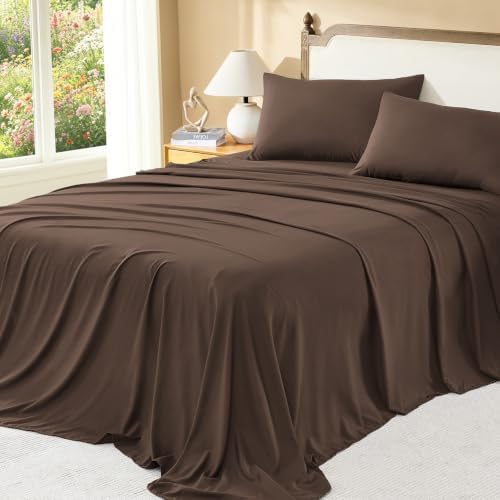 Litanika Brown Super King Comforter Set with Sheets, 7 Pieces Boho Bed Set