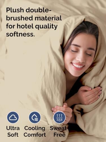 Duvet Cover King Size - Extra Soft 3 Piece with Zipper Closure - Wheat
