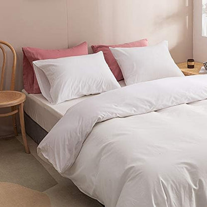 Wellboo White Comforter Sets King Size Solid Color Bedding for Women Men