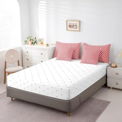 jejeloiu Red Pink Comforter Set with Sheets 7 Piece Twin Size