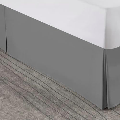 Nestl Grey Twin XL Bed Skirt - Twin XL Size Bed Skirt 14 Inch Drop - Brushed Microfiber Bed Skirts - Hotel Quality Pleated Bed Skirt - Shrinkage & Fade Resistant