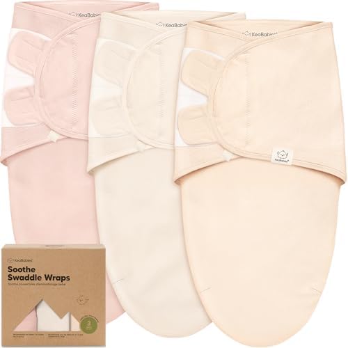 KeaBabies 3-Pack Organic Baby Swaddles for Newborns, Infant, Angelic, 3-6M