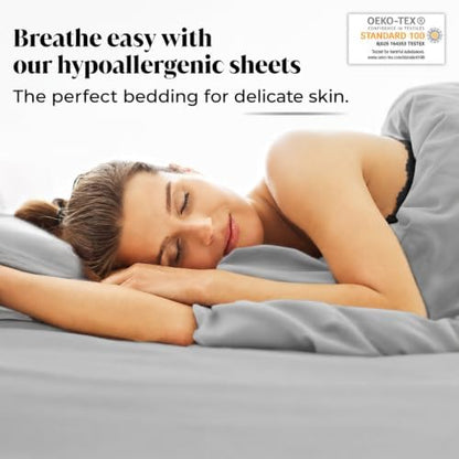 |King Size Sheet Set | Organically Grown | Ultra Soft & Cooling |100% Viscose | 17" Deep Pocket [Slate]