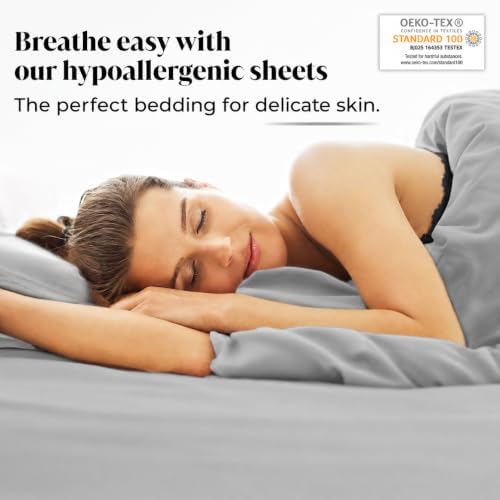 |Queen Size Sheet Set | Organically Grown | Ultra Soft & Cooling |100% Viscose | 17" Deep Pocket [Slate]