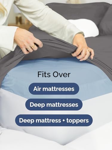 CGK Linens Deep Twin XL Fitted Sheet - Dorm Room Essentials - Dark Grey