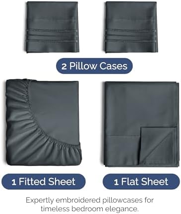 Full Size 4 Piece Sheet Set - Ultra Soft & Cooling Bed Sheets - Slate Blue