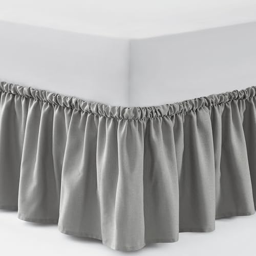 Casual Living Cal King Bed Skirt, Ruffled Wrap-Around, 15" Drop, Grey
